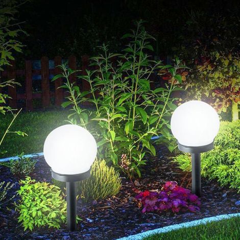Lampes Exterieure Solaires De Jardin Au Sol, Exterieure Étanche Lumiere 2 Pack IP44 Globe Stake lumière Pour extérieur Villa pelouse Jardin, Paysage, Allée, Cour, Patio [Classe énergétique A] (1/5)