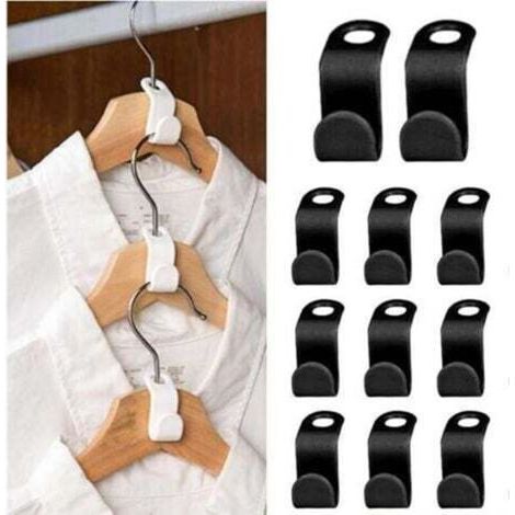 Paquet de 50 cintres, Gain de place dans l'armoire, Crochet pour cintre Blanc (1/4)