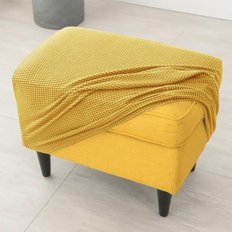 1 Housse Ottomane Rectangulaire, Tissu Jacquard Extensible, Fond Élastique Anti-Glissement, Protection Meubles Salon
