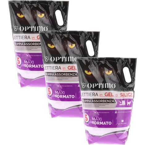 KIT SET 3 PZ OPTIMO LETTIERA PER ANIMALI IN GEL DI SILICE CON ASSORBENZA DI 5 L (1/5)