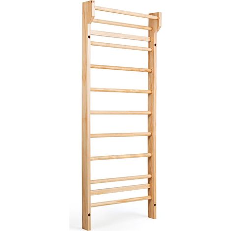 COSTWAY Spalliera Svedese Adulti e Bambini, Scala Svedese in Legno a 10 Gradini, Spalliera Palestra e Casa, Carico Massimo 100 kg, 195 x 80 x 14 cm