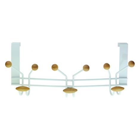 Ouvre&Déco – Porte manteau 9 têtes en métal laqué blanc et bois clair, LEO King (1/2)