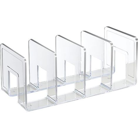 Serre-livres transparent – Organiseur d'étagère et porte-documents – Pour dossiers A4, lettres, courrier et carnets – Support robuste pour bureau (1/5)