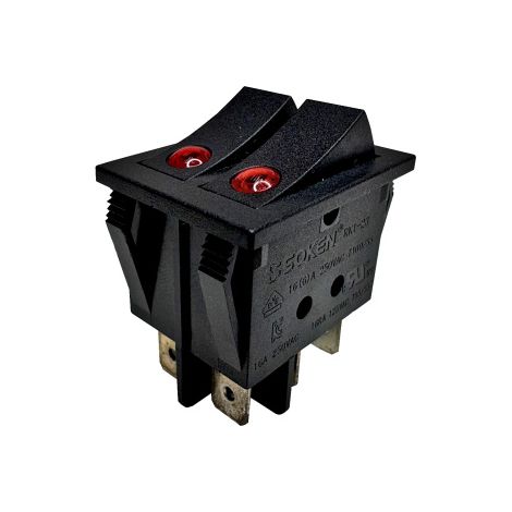 SOKEN RK1-23 Doppel Wippschalter 250V 16A 6Pin Schalter Kippschalter für Ölradiator uvm. (1/5)
