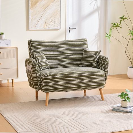 Sofá moderno de 2 plazas con asiento profundo, cómodos reposabrazos con cojines y bolsillo portaobjetos, ideal para espacios pequeños (1/5)