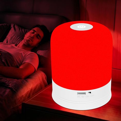 Lampada per dormire a luce rossa 670nm, 4 modalità colore, compatibile con melatonina, telecomando, timer e dimmerabile, ideale per camera da letto, lettura e cameretta dei bambini. (1/5)