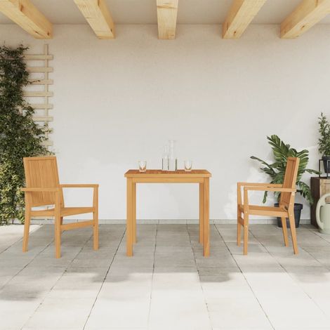 3-tlg. Garten-Essgruppe Massivholz Teak