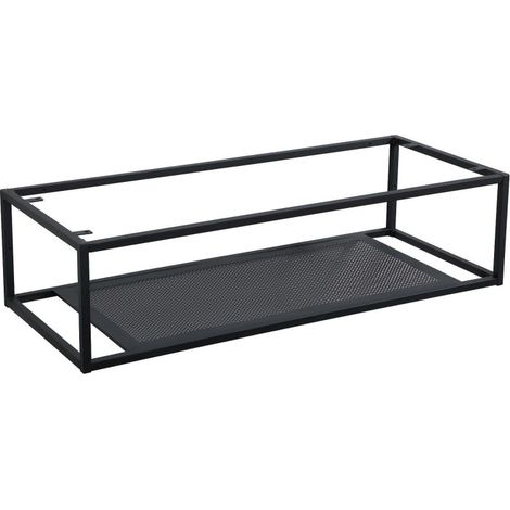 Mob-In – Colonne de salle de bain en métal noir époxy 120cm – Finition mat – Fixation murale – Étagère en fer perforée (1/5)