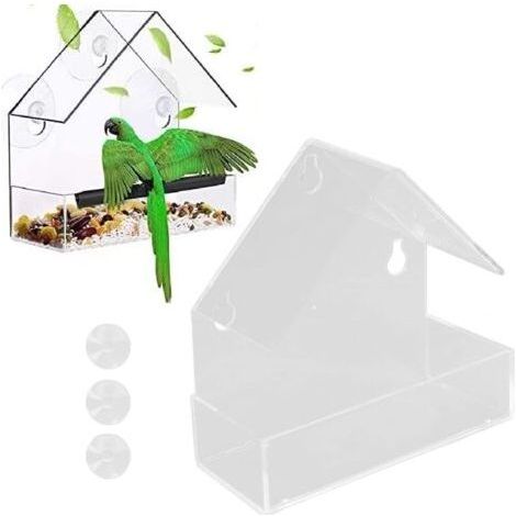 Fenstervogelfutterhaus mit Saugnapf, Futterschale aus Acryl für Bauernhof und Garten (1/5)