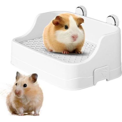 Bac à litière pour lapin, grande capacité, pot d'apprentissage de la propreté pour furets, gerbilles, toilettes carrées avec boucle (1/4)