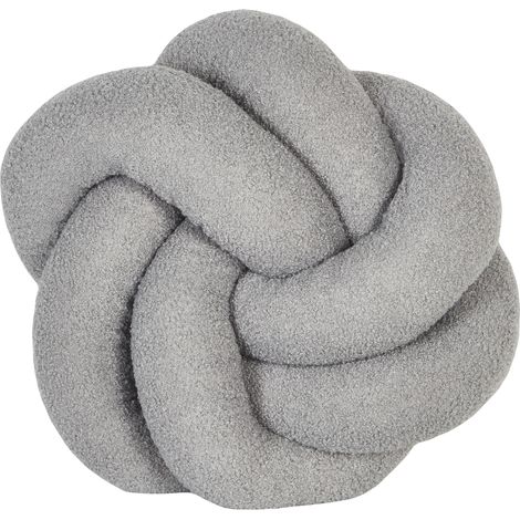 Cojín nudo decorativo moderno 45 x 45 cm de bouclé gris Angelonia