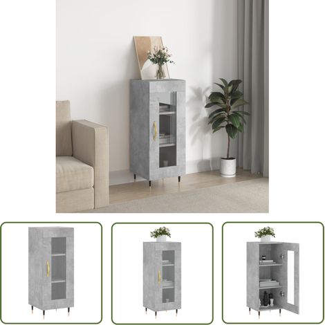 Buffet avec porte verre - vidaXL Buffet Gris béton 34,5x34x90 cm Bois d'ingénierie - Rangement quotidien (1/5)