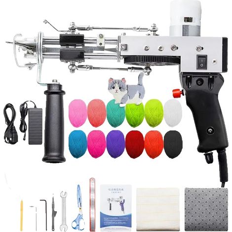 Pistolet à tufting électrique, tissage haute vitesse, réglages ajustables, noir 2 EN 1 Ensemble (1/2)
