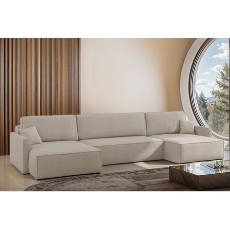 Wohnlandschaft mit Schlaffunktion Sofa LOUIS Stoff Scala Beige (1/4)