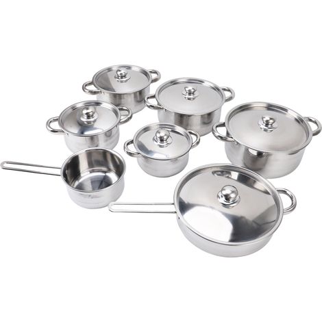 Ensemble d'ustensiles de cuisine en acier inoxydable, 6 pièces, marmite à soupe à Double oreille, poêle à lait à poignée unique, poêle à frire avec couvercles pour la cuisine