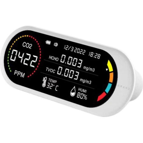 Détecteur de qualité de l'air tout-en-un, détecteur de dioxyde de carbone (CO2), COVT, HCHO, température, humidité