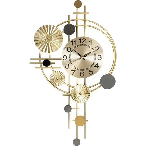 Grande horloge murale décorative, 45 x 78 cm, horloge murale en métal doré, silencieuse, moderne, art créatif, décoration pour salon, chambre à coucher, cuisine (1/5)