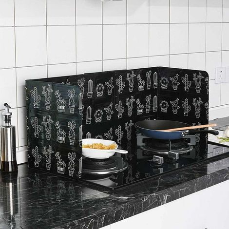 Plaque de protection à 3 côtés en feuille d'aluminium pour cuisine, anti-éclaboussures et avec isolation thermique (1/4)