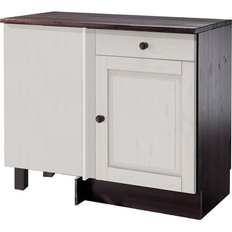 CORNELIA-Armoire d’angle avec 1 porte 1 tiroir en pin blanc havane (1/3)