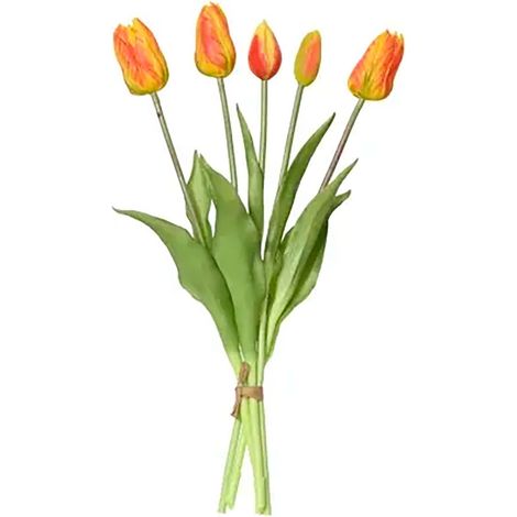 Bouquet Tulipes Artificielles Orange Décoration Florale Durable En Polypropylène - Everlands