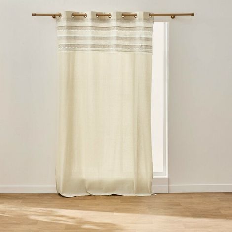 Rideau à œillets 140 x 240 cm 100% coton uni avec top fantaisie – Santos