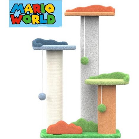Tiragraffi MARIO WORLD LARGE con gioco e rialzi per gatti