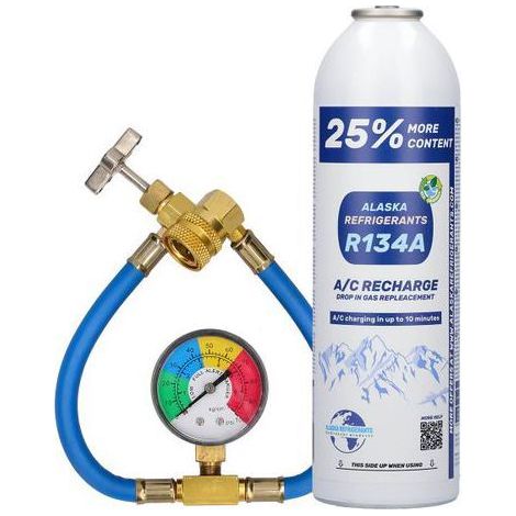 Kit Maison - Refrigerantes de Alaska Refrigerante de reemplazo R134a para vehículos + manguera y manómetro