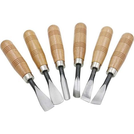 Ensemble de 6 gouges à main professionnelles pour sculpture sur bois, ciseaux, couteaux, outils à main pour le travail du bois, comme indiqué (1/4)