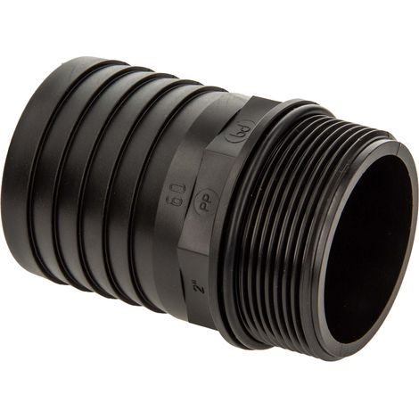 tecuro gerade Schlauchtülle Ø 60 mm x 2 Zoll AG mit O-Ring NBR, PP-schwarz (1/5)