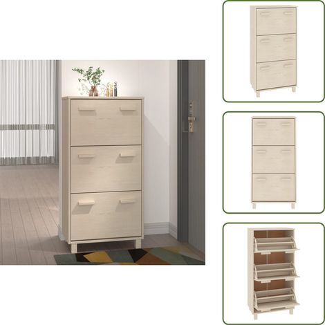 Muebles decorativos - vidaXL Zapatero HAMAR madera pino maciza marrón miel 59,5x35x117 cm - Madera maciza