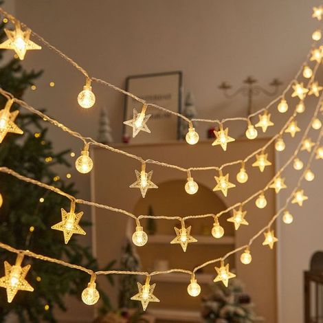 Guirnalda de luces LED con efecto cielo estrellado，lámpara ambiental para exteriores，burbuja decorativa，3 metros，20 bombillas，2 unidades (1/2)