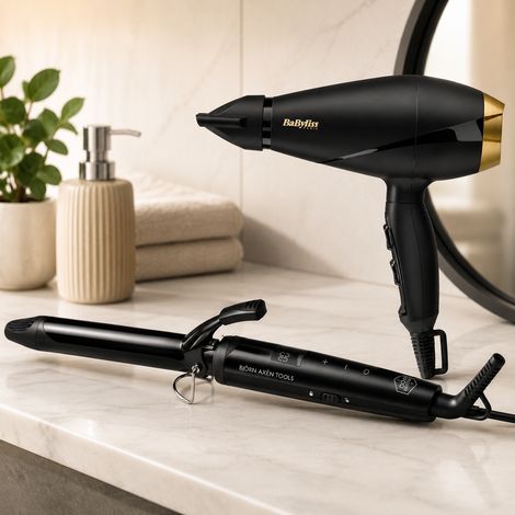Salon-Haarpflege-Set (2-teilig) – 2000-W-Profi-Haartrockner & 25-mm-Keramik-Lockenstab (1/5)