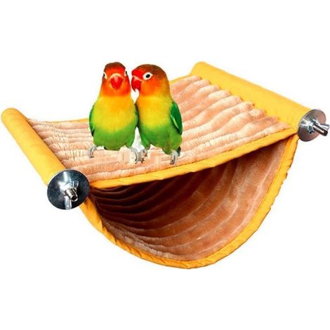 Une cage pour perroquet jaune de 8x15cm Hamac amovible et lavable Appui-fenêtre multicolore berceau suspendu (1/5)
