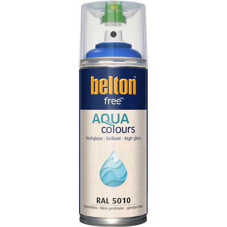 belton free Lackspray AQUAcolours 400 ml enzianblau hochglanz Wasserlack (1/3)
