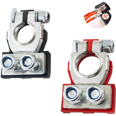 2PCS Bornes de Batterie de Voiture Cosse Batterie Voiture Connecteur Pince Batterie Cosse,Positif Négatif Batterie de Voiture Terminal Pinces de Batterie de Voiture,pourVan, Caravane, Camping Car (1/5)