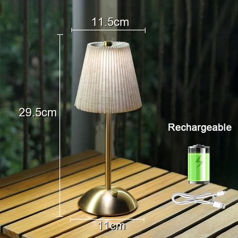 (Gris) Petite lampe de table plissée, lampe de chevet rechargeable par USB, lampe de bureau sans fil (1/5)
