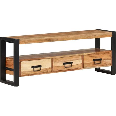 Mobile TV multimediale scaffale per televisione televisione buffet sala da pranzo soggiorno camera da letto 120 x 30 x 45 cm legno massello di acacia marrone 020025842
