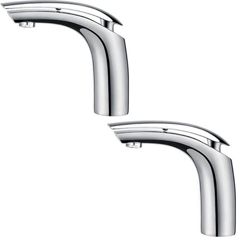 2x Robinet de salle de bain de lavabo style mono standard EU laiton ceramique chrome (1/5)