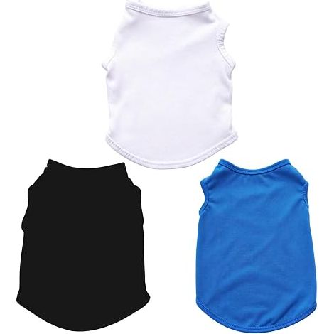 T-shirt per cani piccoli, magliette estive morbide in cotone traspirante e fresco, canotta per cani e gatti, blu bianco nero, M (1/2)