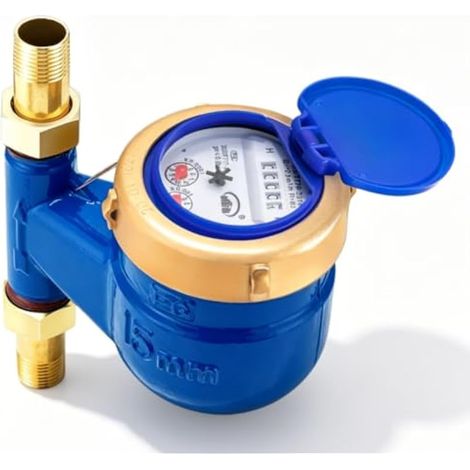 15mm Compteur d'eau pour jardin, compteur d'eau 1/2 pouce, mesureur de débit d'eau (1/5)