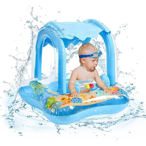Anneau de natation enfant avec housse, siège de natation enfant, anneau de natation fun bleu, aide à la natation enfant, bouées pour enfants de 3 à 36 mois (1/5)