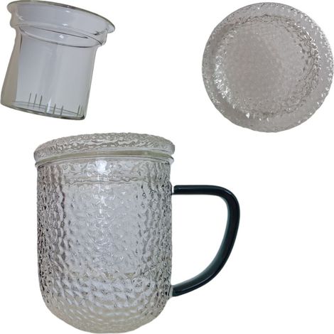 TAZZA TERMICA IN VETRO CON INFUSORE E COLINO IN VETRO PER TÈ ED ERBE AROMATICHE 0,4L (1/5)