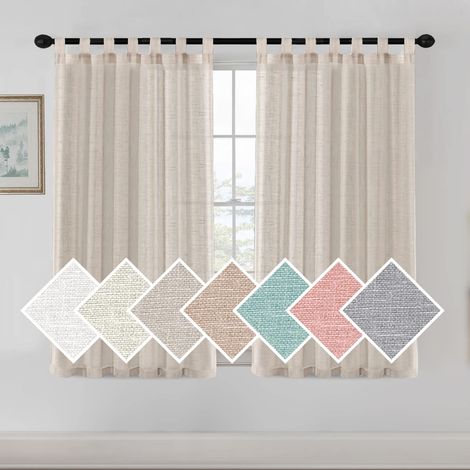 Rideaux en Lin Élégants 2 Panneaux 132 x 241 cm, Aérés à 7 Passants pour Chambre Salon Style Ferme (1/5)