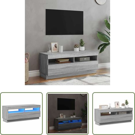 LED-Leuchten - TV-Schrank mit LED-Leuchten Grau Sonoma 100x35x40 cm (1/5)