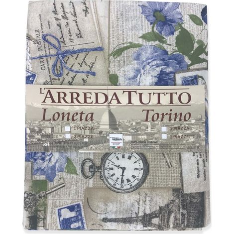 TELO ARREDO COPRITUTTO GRAN FOULARD COPRILETTO COPRIDIVANO TESSUTO LONETA SHABBY BLU 1 PIAZZA