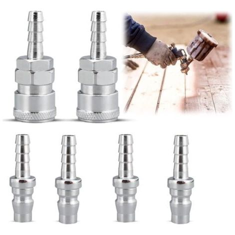 6 Embout Pneumatique 8mm Tuyau De Gaz Buse De Cuivre Connecteur Embout pour Tuyau Air Comprimé du Connecteur Rapide Compresseur Embout Pneumatique Rapide(2pcs SH20+4pcs PH20) (1/5)