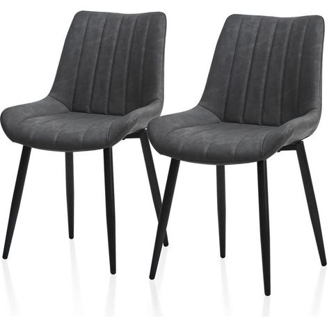 Esszimmerstühle 2er Set Kunstleder Grau, Ergonomisch, bis 150kg (1/5)
