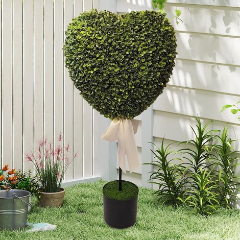 Arbre topiaire artificiel en forme de cœur de 71 cm avec pot de fleurs - Plante artificielle pour l'intérieur et l'extérieur (1/5)