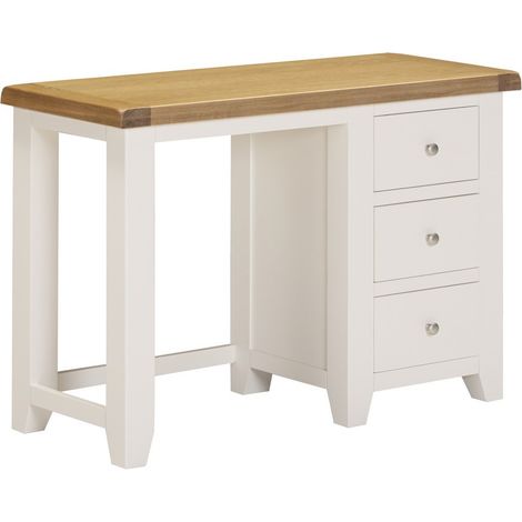 Windsor 3 Drawer Dressing Table - L44 x W75 x H107 cm - Ivory/Oak