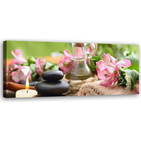 Tableau sur toile Serviette de bougie pierres zen 90x30 (1/5)